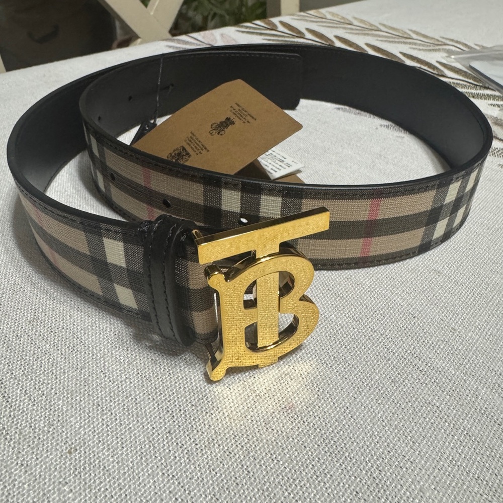 Burberry Gold Plaid Belt